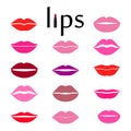 Set of colourful ladies lips.