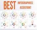 Set Colourful modern infographics.  10, 9, 8, 7, 6, 5, 4, 3, positions possible to use for template business, workflow, banner, Royalty Free Stock Photo