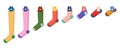 Set of colourful socks with logo tag hosiery Invisible, low cut, high low ankle, crew, knee high, over knee length.