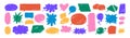 Set of colourful speech bubble in doodle style. Drawing talk clouds, text box with different shapes. Messages, thoughts