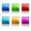 Set of colourful square glass botton