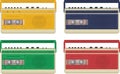 Set of 4 colourful vintage retro tape recorders Royalty Free Stock Photo