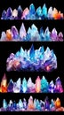 A Set Column Crystals Gem Stones, Precious Stones, colorful Magic Quartz