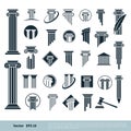 Set Column Pillar Icon for Legal, Attorney, Law Office Logo Vector Template Illustration Design. Vector EPS 10 Royalty Free Stock Photo