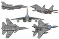 Set of combat army fighter on a white background. Vector illustration