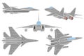 Set of combat army fighter on a white background. Vector illustration