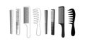 set of combs for barber - illustration isolated on white background. cutting tools