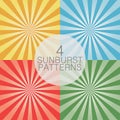 Set of comic background. Sunburst pattern. Vector illustration.