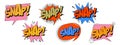 Set of comic speech bubble in trendy retro style. Snap text. Royalty Free Stock Photo