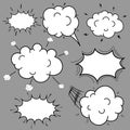 Set of Comic Speech Bubbles Cartoon, Empty Dialog Clouds in Pop Art Style. Royalty Free Stock Photo
