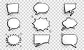 Set of Comic Speech Bubbles. Cartoon Funny Speech Balloons on Transparent Background. Collection Empty Retro Bubbles for Royalty Free Stock Photo