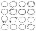 set of comic speech bubbles without a tail - small label for writing horizontally -