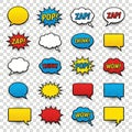 Set of comic speech bubbles on transparent background. vector illustration Royalty Free Stock Photo