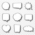 Set of comic speech bubbles. Vintage empty comic bubbles with halftone effect in pop art style Royalty Free Stock Photo