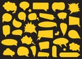 Set of comic speech bubbles in yellow on a black background Royalty Free Stock Photo