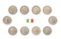 Set of Commemorative 2 euro coins of Italy