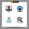 Stock Vector Icon Pack of 4 Line Signs and Symbols for computer, headphones, money, upload, meloman