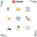 Set of 9 Commercial Flat Colors pack for business, right, seo, down, meeting Royalty Free Stock Photo