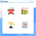 Set of 4 Commercial Flat Icons pack for ambulance, achievement, transportation, love, trophy Royalty Free Stock Photo