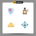Set of 4 Commercial Flat Icons pack for better, hard cap, human, money, social media