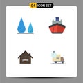 4 Universal Flat Icon Signs Symbols of biology, home, science, transport, construction