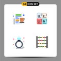 Set of 4 Commercial Flat Icons pack for breakfast, present, newspaper, elements, gift
