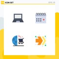 Set of 4 Commercial Flat Icons pack for computers, party, hardware, date, marketing