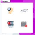 4 Thematic Vector Flat Icons and Editable Symbols of dashboard, universe, human, astronomy, error