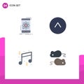 Set of 4 Commercial Flat Icons pack for data, fun, research, circle, note Royalty Free Stock Photo