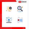 Set of 4 Commercial Flat Icons pack for disc, computing, productivity, notification, global