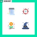 Set of 4 Commercial Flat Icons pack for list, growth, check list, focus, had