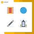 4 Thematic Vector Flat Icons and Editable Symbols of tech, electric, computer, web, equipment