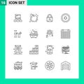 Set of 16 Commercial Outlines pack for china, down, security, user interface, button