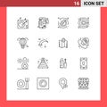 Set of 16 Commercial Outlines pack for hot, air, time, balloon, star Royalty Free Stock Photo