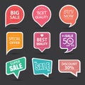 Set of commercial sale stickers, elements badges and labels