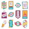 Set of commercial sale stickers, elements and badges Royalty Free Stock Photo