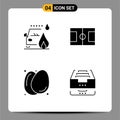 Set of 4 Commercial Solid Glyphs pack for accident, food, road, sport, archive