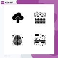 Set of 4 Commercial Solid Glyphs pack for arrow, easter, cloud, construction, holiday