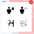 Set of 4 Commercial Solid Glyphs pack for avatar, performance, human, body, bathroom