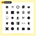 Set of 25 Commercial Solid Glyphs pack for award, object, spring, model, duplicate