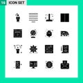 Set of 16 Commercial Solid Glyphs pack for browser, layout, autumn, interface, season
