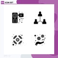 Set of Commercial Solid Glyphs pack for camera, lifebuoy, recorder, network, support