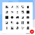 25 User Interface Solid Glyph Pack of modern Signs and Symbols of christmas, soda, agriculture, drink, services