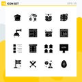 Set of 16 Commercial Solid Glyphs pack for clean, money, headset, investment, surprize Royalty Free Stock Photo