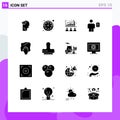 16 User Interface Solid Glyph Pack of modern Signs and Symbols of cleaning, human, data, description, avatar