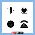 Set of Commercial Solid Glyphs pack for cold, call, thermometer, hell, contact