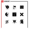 9 User Interface Solid Glyph Pack of modern Signs and Symbols of finance, stars, birthday, night, half