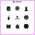 Set of 9 Commercial Solid Glyphs pack for heart, diamond, chess, right, four