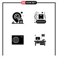 Set of Commercial Solid Glyphs pack for location, conditioner, real estate, manufacturing, desk