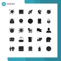 Set of 25 Commercial Solid Glyphs pack for mind, human, business, head, spaceship